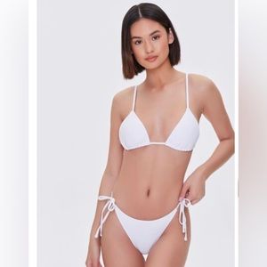 Forever 21 white bikini s bottom L top gently worn